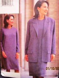 9551 VOGUE LONG OPEN JACKET,  LONG SLEEVE DRESS EZ PATTERN 6-10; 18-22 CHOICE